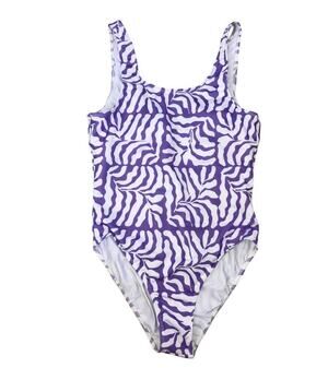 New Real Essentials One Piece Lilac Purple White Swimsuit Large